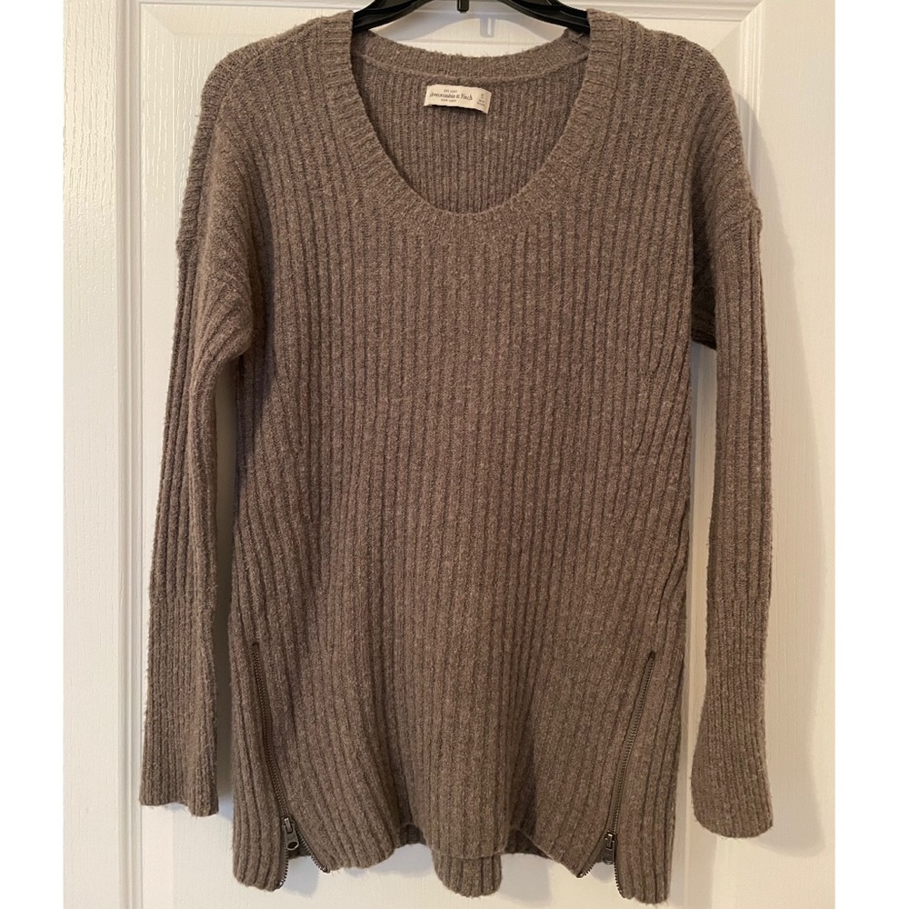 Abercrombie & Fitch Ribbed Double Zip Hem Pullover Tunic Sweater A&F